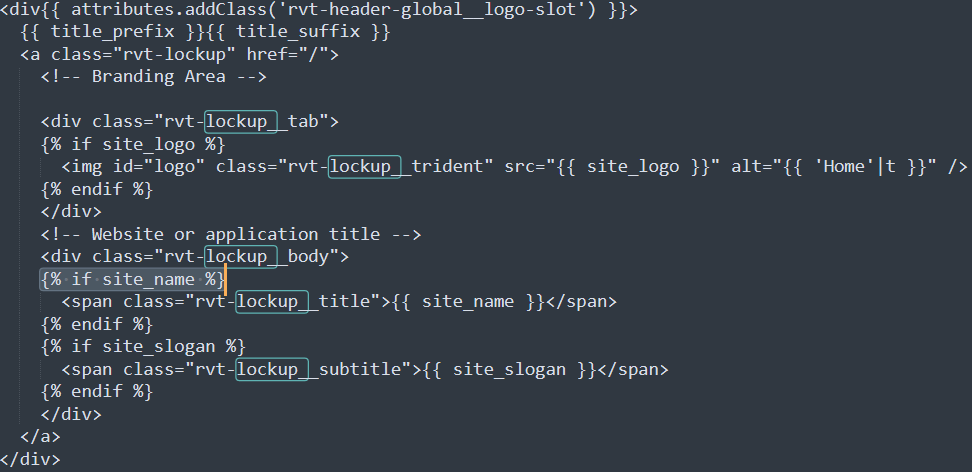 screenshot of twig code for the drupal theme libraries